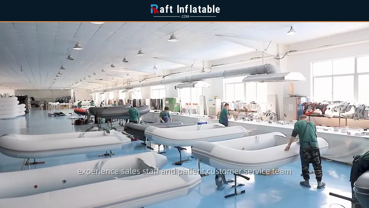Wide supplier workshop with inflatable boats in progress